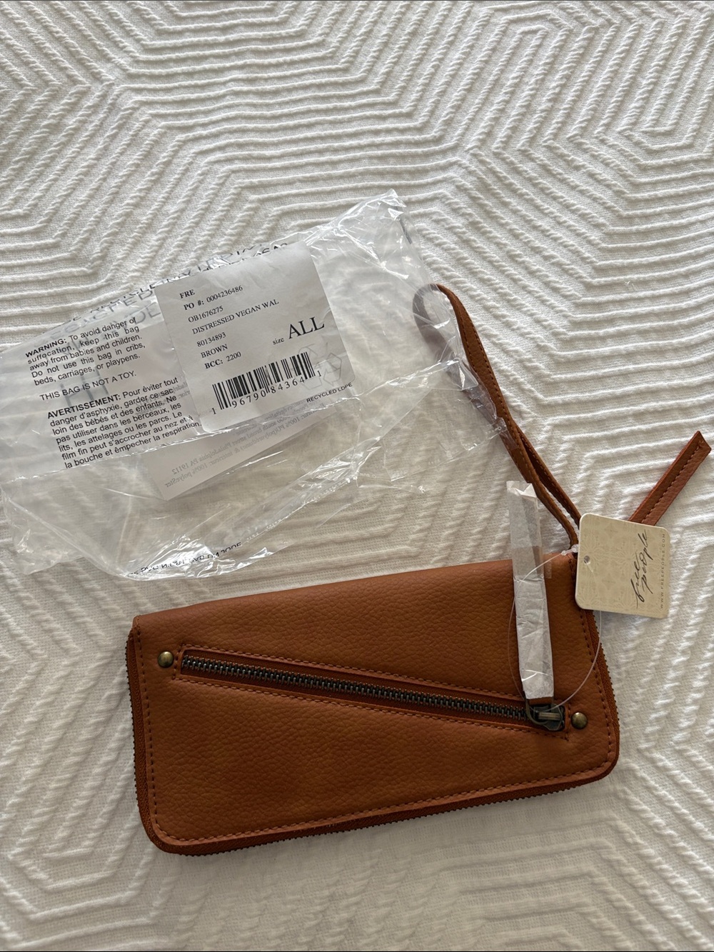 Free People Brown Leather Wristlet Clutch